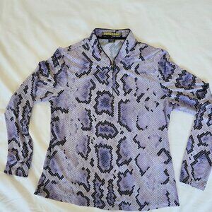 Sunsense by Jamie Sadock Purple Snakeskin Long Sleeve Golf Top Sz M